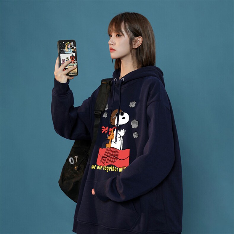 史努比印花LOGO男女情侣潮牌连帽卫衣,男装卫衣,星座310A-4