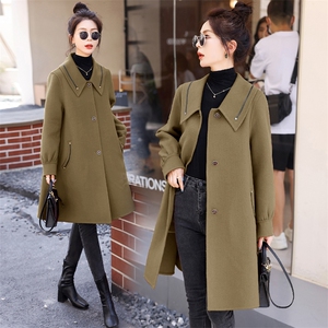红色中长款毛呢大衣女2023秋冬新款韩系高级感加厚小个子毛呢外套图片