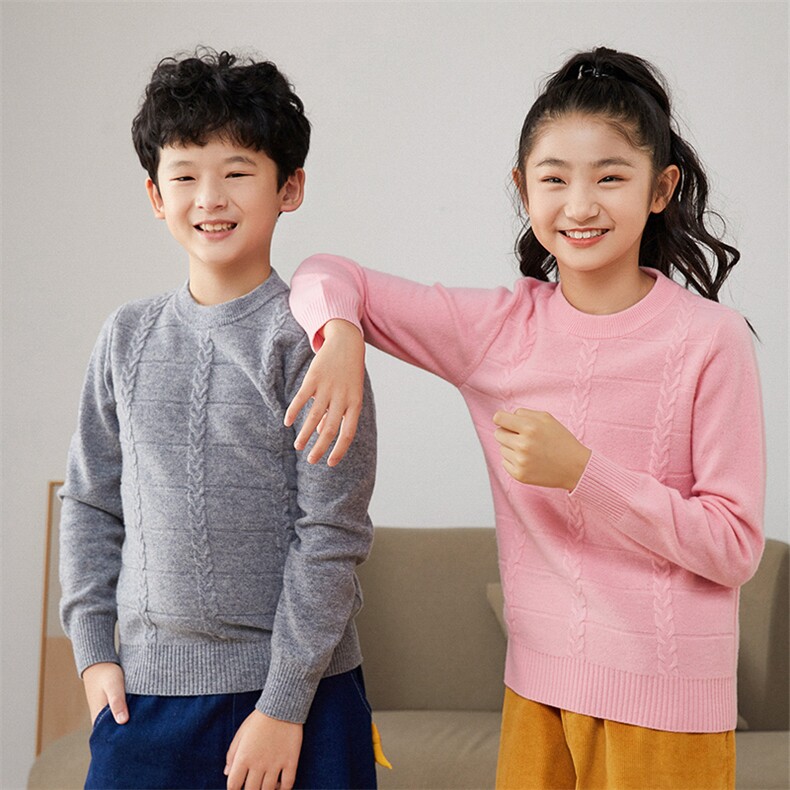 时尚儿童羊毛衫女童秋冬季新款圆领套头毛衣宝宝保暖针织衫,童装儿童羊毛衫,顺友羊绒童装