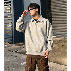 抖音得物高品质二开26春装美式高街结构设计POLO翻领卫衣外套W77，男装Polo衫，电商A486-1