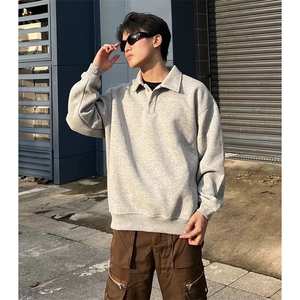 抖音得物高品质二开 26春装美式高街结构设计POLO翻领卫衣外套W77图片