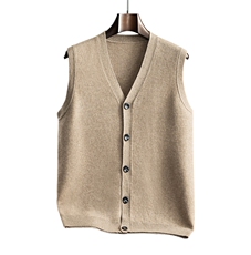 2024秋冬新款35%山羊绒男士加厚系扣羊绒背心马甲，男装羊绒背心，曼云男装羊绒