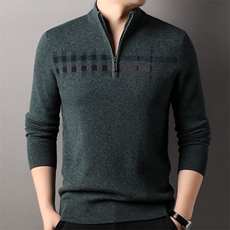 羊毛高端男士半拉链精品毛衣羊毛衫主推款，男装针织衫/毛衣，钱塘207-1