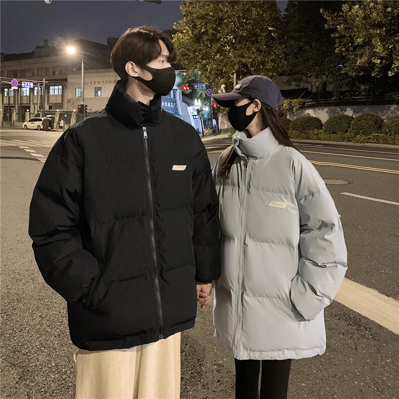 情侣装冬装港风织带棉服宽松棉衣休闲加厚外套男女G1106P118,男装棉衣,电商A339