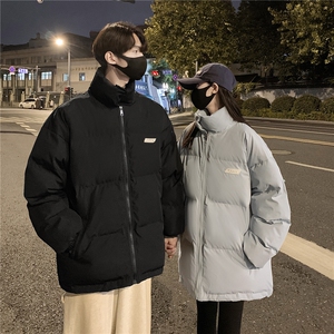 情侣装冬装 港风织带棉服 宽松棉衣休闲加厚外套男女 G1106 P118图片
