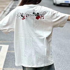 大孚飞跃玫瑰花印花男士纯棉短袖t恤夏季简约百搭半袖ins潮牌体恤，男装T恤，星座1210-1