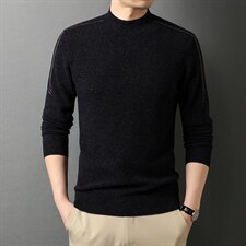 2021羊毛衫男纯羊毛针织衫圆领纯色打底衫毛衣QLM55611-P170图片
