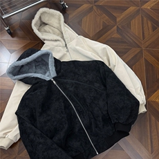 仿兔毛连帽座山雕外套美式皮棉衣男冬季加绒加厚棉服LM60477-P95，男装棉衣，星座1008