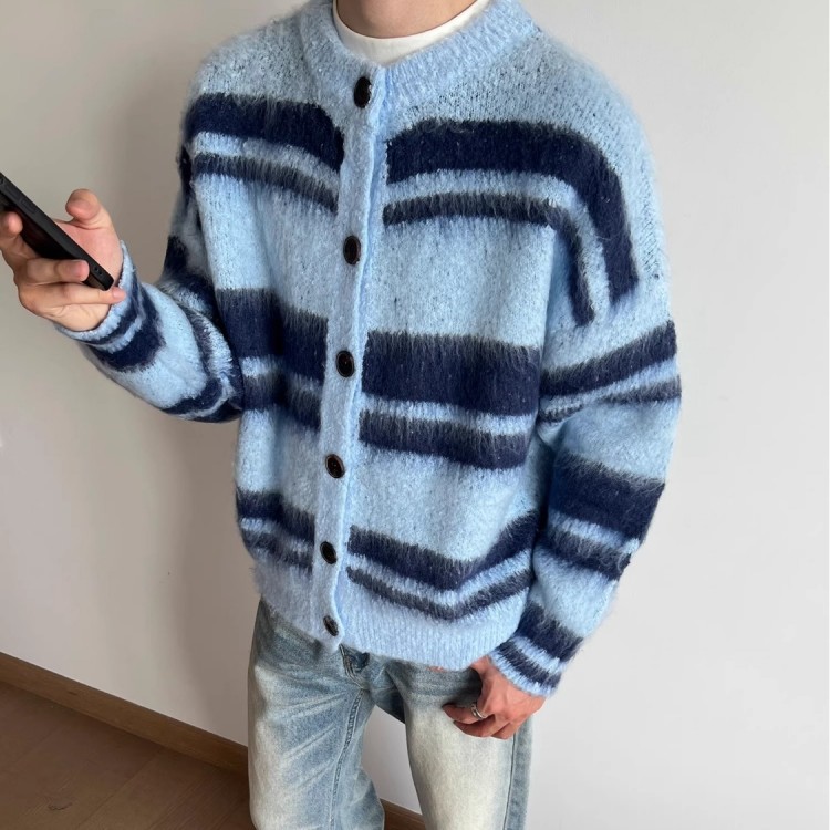 美式复古软糯仿貂毛毛衣开衫外套男女秋冬季氛围感慵懒风针织衫潮图片