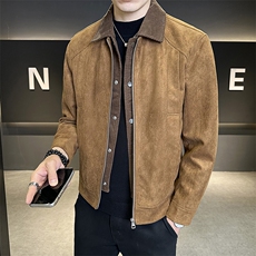 店主风男夹克休闲上衣2025秋款假两件翻领外套男B317/86512/P145，男装夹克，电商B317