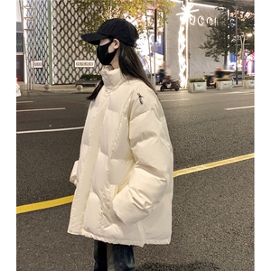 情侣装冬装 港风pu软皮刺绣棉服 棉衣休闲加厚外套女 G1108 P128图片
