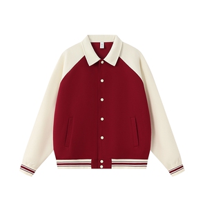 重磅420克boxy短款开衫翻领卫衣外套棒球服撞色外套男 D9898-P68图片