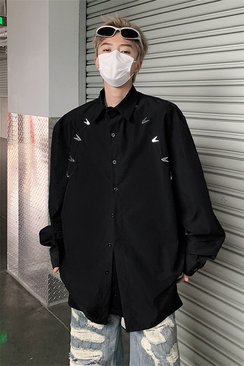 男装衬衫24春季金属设计感男休闲长袖衬衣衫XZ514-2-202416-P78,男装衬衫,星座514-2(原B239)