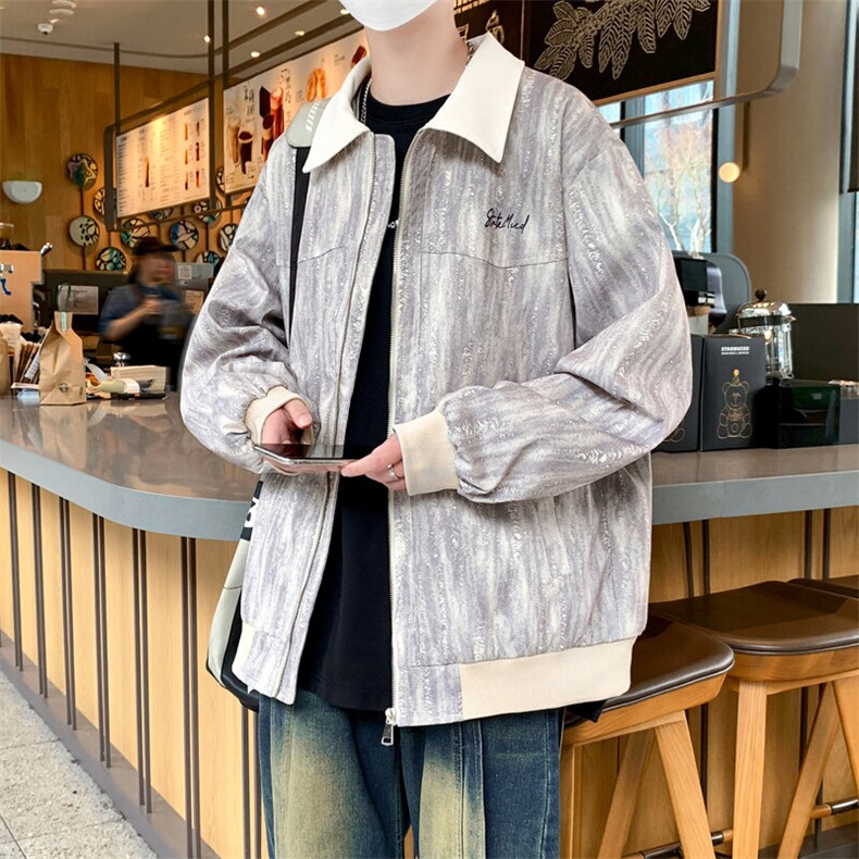 春季新款大码扎染印花外套春秋痞帅休闲夹克A436-JK2589-P70,男装夹克,电商A436