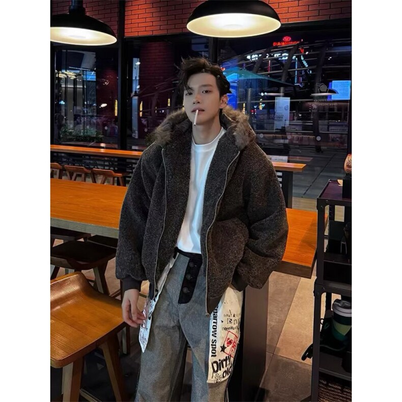 2025秋冬新款开衫毛衣美式复古休闲慵懒风针织衫男纯色外套，男装针织衫/毛衣，四季星座505