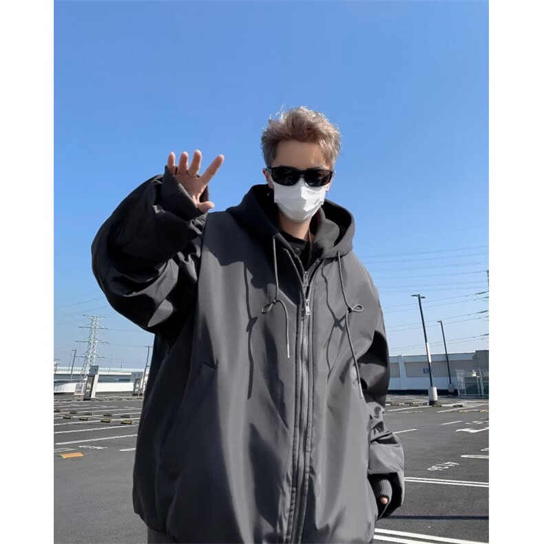 美式飞行员夹克男款2024年春新款假两件连帽夹克外套 J8238 P80图片