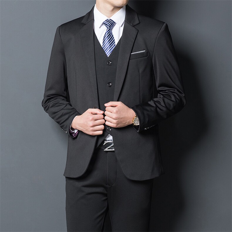 2023春季商务休闲爸爸装时尚纯色西服三件套套装中年装,男装西服套装,电商B212（原钱塘6029）