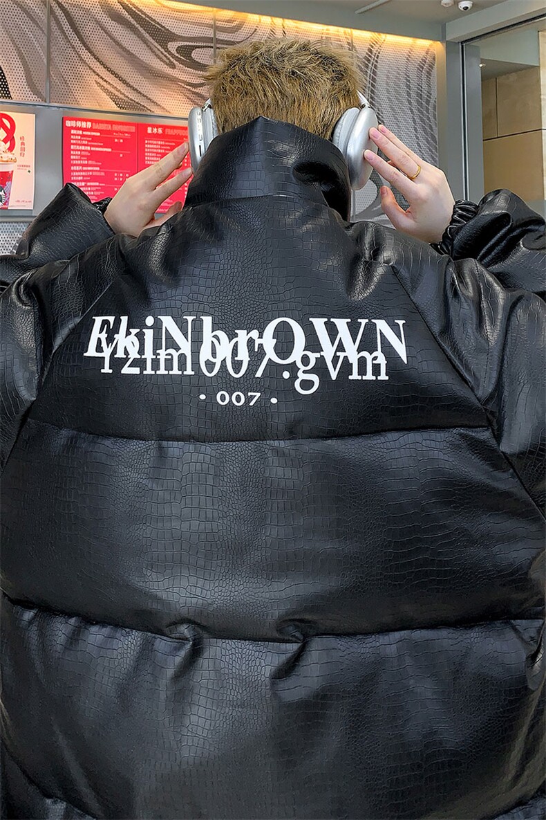 港风鳄鱼纹棉衣男手塞棉夹克PU皮棉服外套男8507P120控158,男装夹克,星座227-7