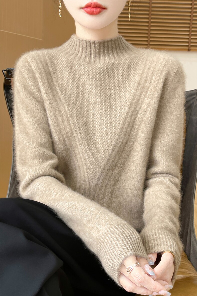 时尚百搭高领毛衣显瘦修身保暖针织衫秋冬新款女装外套,针织衫/毛衣,暖娇绒