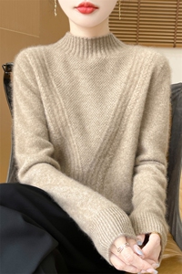 时尚百搭高领毛衣 显瘦修身保暖针织衫 秋冬新款女装外套图片