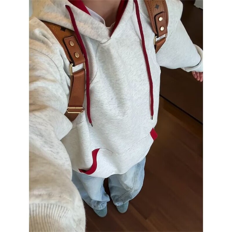 HK04-P43时尚日系文艺百搭ins原宿潮流华棉复合拼接撞色卫衣,男装卫衣,电商B323A
