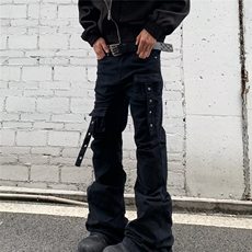美式复古多口袋拉链工装裤男女高街宽松直筒休闲长裤LK71522-P49，男装工装外套，星座1008