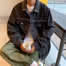 新款式春季ins铆钉牛仔外套夹克装休闲宽松潮流潮牌上衣JK956-P68，男装夹克，星座1103-3