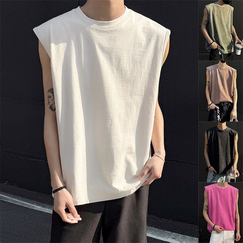 2026夏季新款X7079-TP2038男士无袖坎肩T恤水洗运动汉背心,男装T恤,电商A102