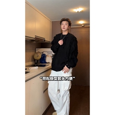 现货MY50862-P70特无差价破洞流苏粗麻花毛衣慵懒宽松针织衫，男装针织衫/毛衣，电商D232