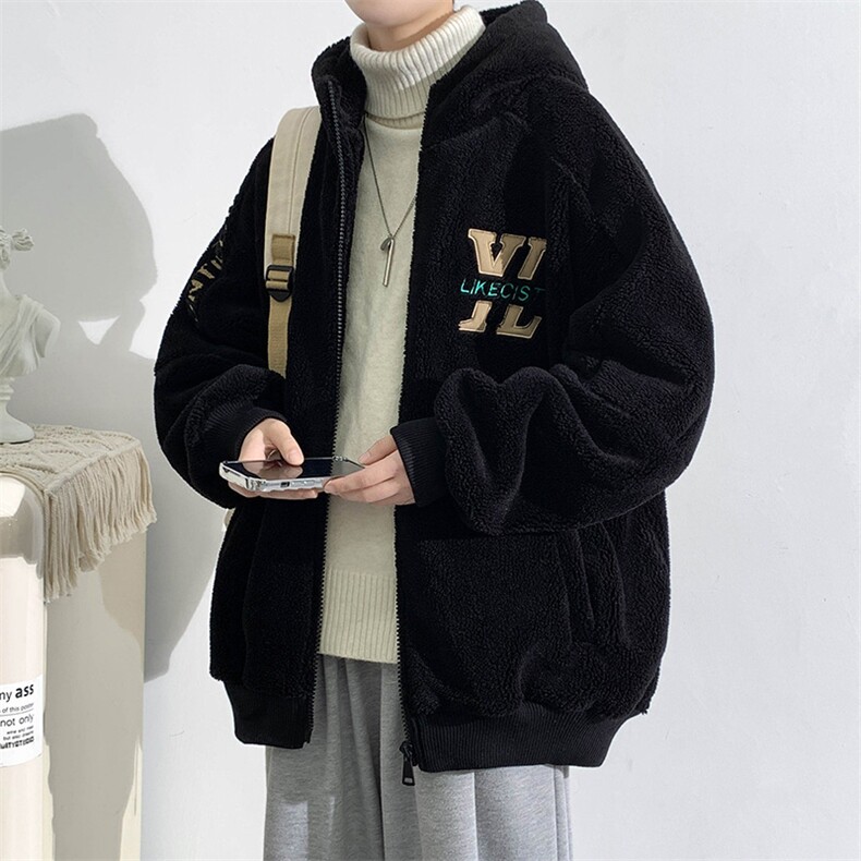 2024冬上新加绒加厚简约棉衣羊羔绒连帽外套男女 990-P110控价158图片