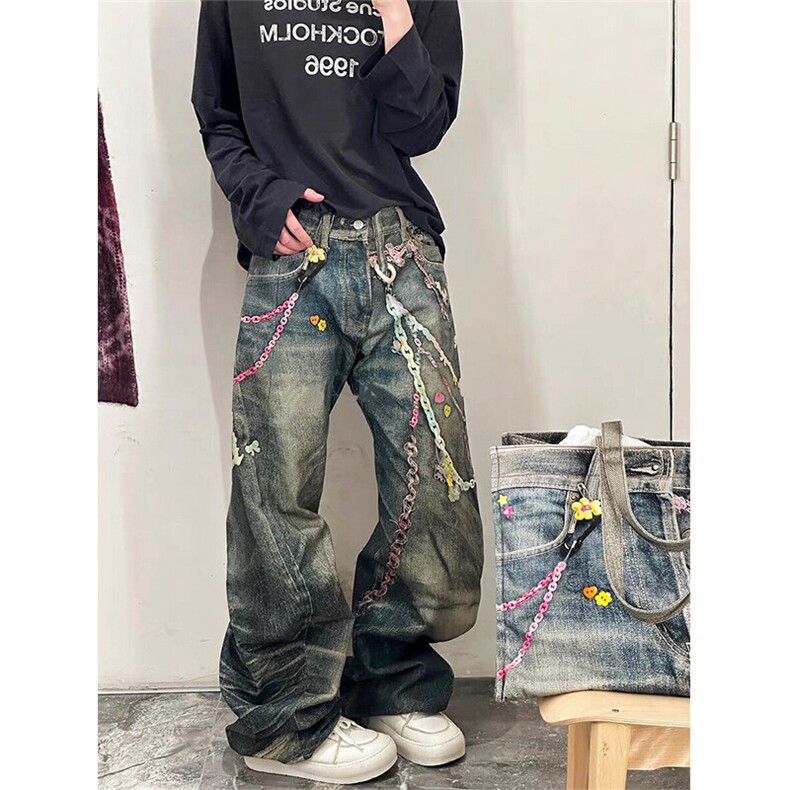 有货实体品质203-6F2557P98~AC风格数码3D打印脏脏牛仔裤,男装牛仔裤,星座203-6(原电商259)