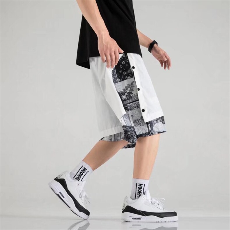 男春季潮流时尚休闲短裤假两件排扣短裤DK19P30,男装休闲裤,星座1116-2