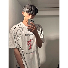 复古球衣风t恤男夏季网眼速干透气机车风半袖机车服短袖T191，男装T恤，星座1116A（原606A-3）