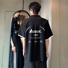 日系复古半袖潮牌宽松舒适假两件衬衫领POLO衫短袖T恤T162-P48，男装T恤，电商C307