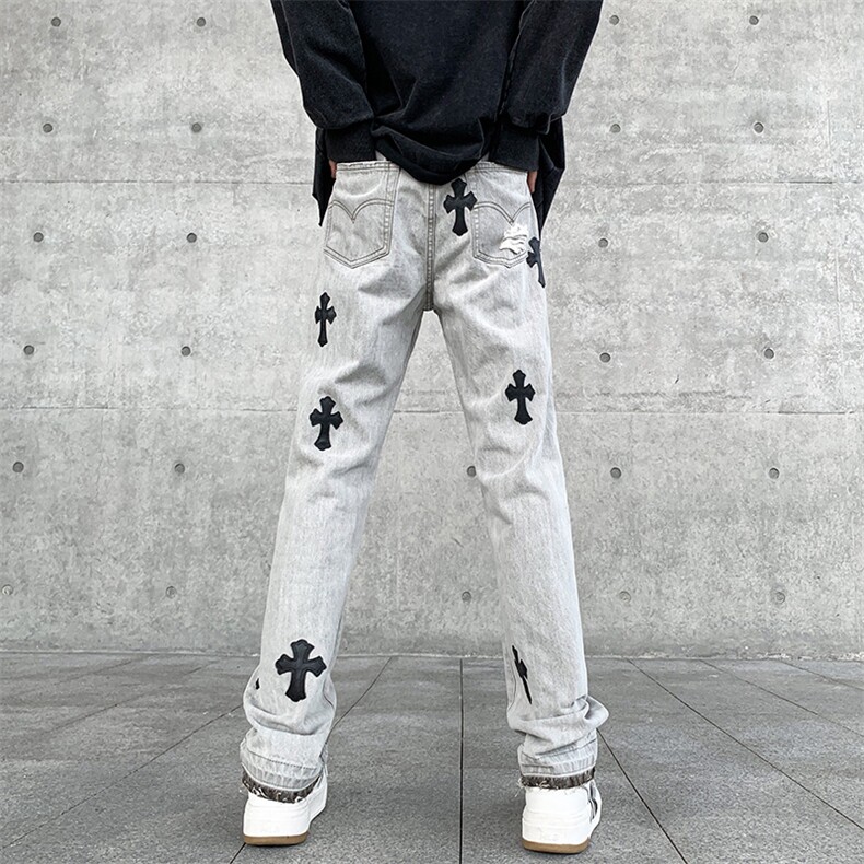 潮流美式刺绣嘻哈高街水洗牛仔裤潮流休闲裤A161-S2357-P60,男装牛仔裤,电商A161