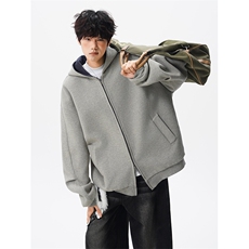 8XL-M500克潮牌百搭卫衣男美式情侣连帽撞色休闲廓形外套WY33P68，女装短外套，电商D206-1