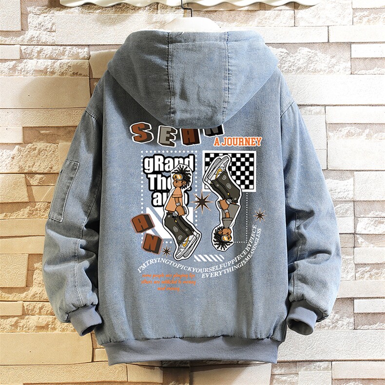牛仔外套加厚加绒衣男羊羔毛服男砖墙NM53282-P140,男装棉衣,电商A040A