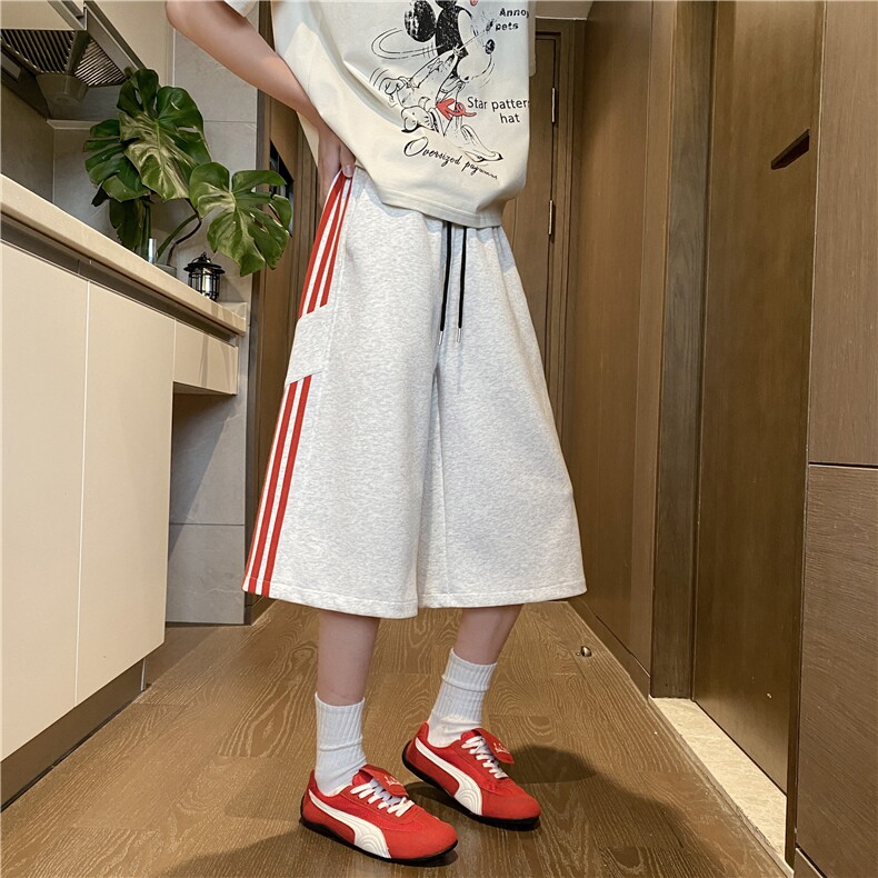 夏季新款美式运动条纹百搭宽松休闲七分裤B315-K25681-特P35控68,男装休闲裤,电商B315