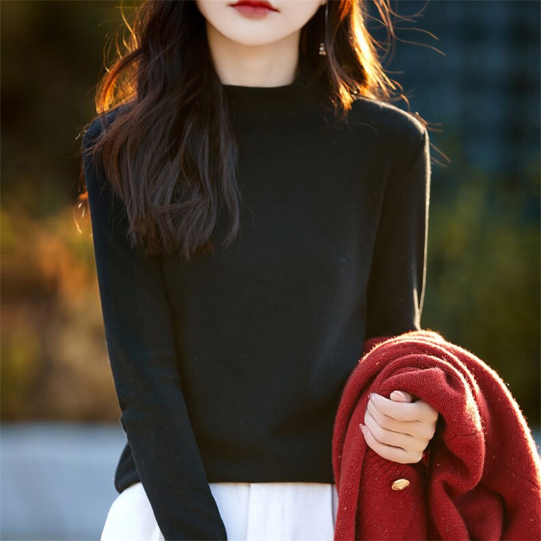 春秋新款加厚保暖内搭毛衣女秋衣内搭保暖德绒半高领打底衫女代发,针织衫/毛衣,臻维羊绒