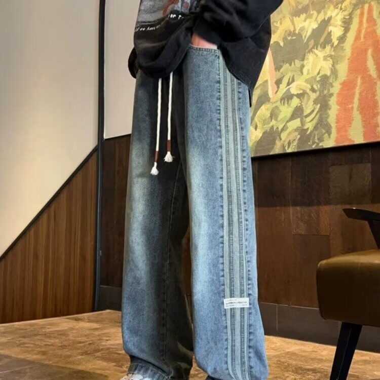 集团棉致复古牛仔裤男士春秋季潮牌帅气男款宽松直筒休闲裤子，男装牛仔裤，星座516A