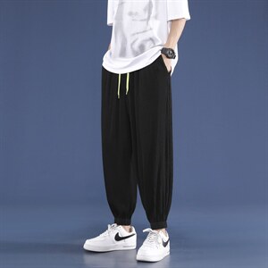 2021休闲冰丝九分裤男士夏季新款坠感潮牌长裤2011-特批32,男装休闲裤,星座718-1
