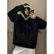 秋款男女连帽卫衣羊羔毛拼色抽绳中性风夹克外套WY117P45，男装夹克，星座1013-1