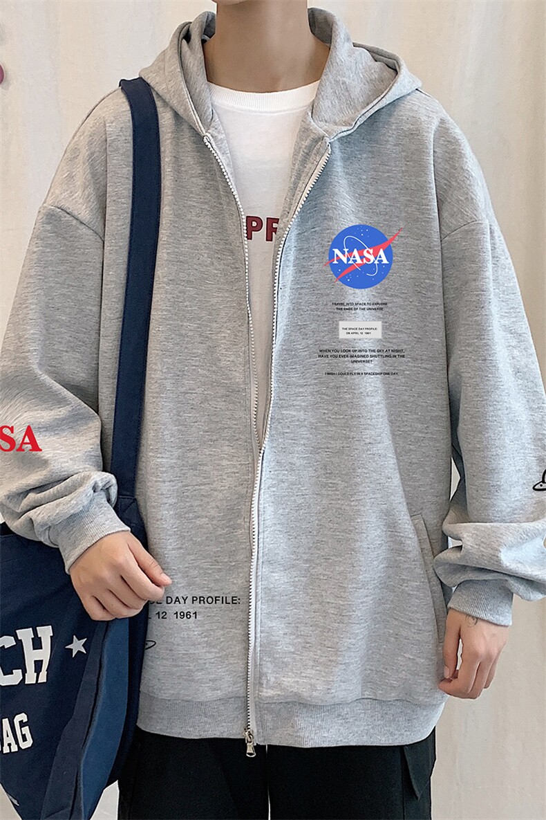 KS21243-P38NASA连帽开衫卫衣男运动外套大码班服,男装卫衣,电商A040