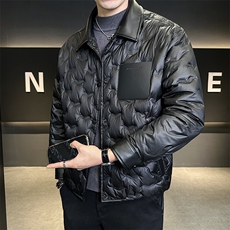 新标90白鸭绒男装羽绒服拼皮高级感外套C317-26762-P285，男装羽绒服，电商C317