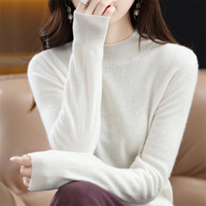 断码清仓针织衫女士纯色修身内搭打底毛衣厚2025秋冬季新款半高领，女装羊毛衫，鲁菏羊绒