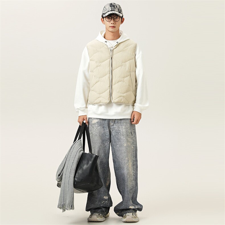 2025冬季新款男日系潮牌白鸭绒羽绒服加厚马甲棉衣YR58-F178图片