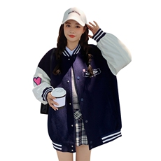2026秋冬新款藏青色毛呢撞色拼接重工刺绣外套女182-8509P190K268，女装毛呢外套，帛香坊
