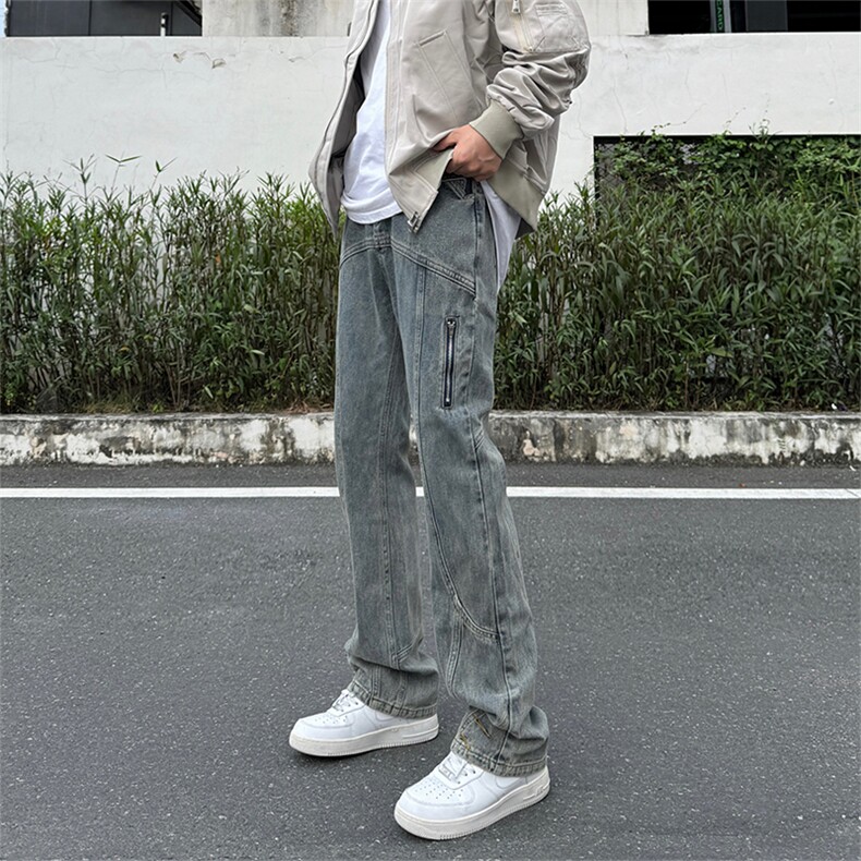 美式高街vibe风直筒长裤欧美痞帅男hiphop复古水洗牛仔裤,男装牛仔裤,星座301D-4(原星座1004-4）