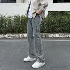 美式高街vibe风直筒长裤欧美痞帅男hiphop复古水洗牛仔裤，男装牛仔裤，星座301D-4(原星座1004-4）