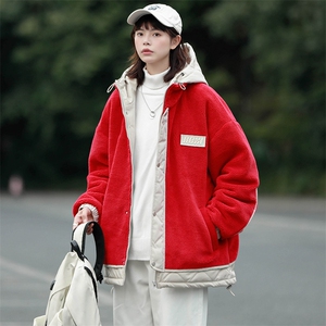2024冬款中性羊羔绒棉服加绒百搭棉衣外套男女 8336-P130控价178图片
